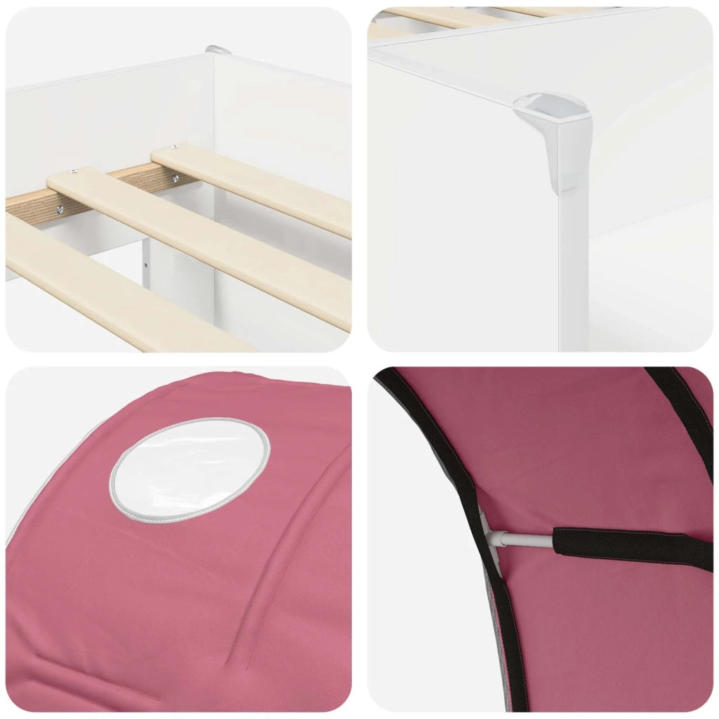 Letto con Tunnel 3 pz Bianco e Rosa Legno ingegnerizzato 3423548
