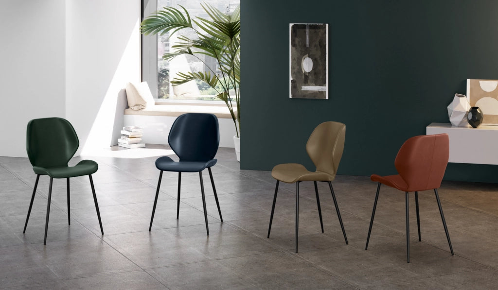 Sedia da pranzo Diana con seduta in soft-touch petrolio e gambe in metallo nero, design vintage moderno - Sedia living di alta qualità