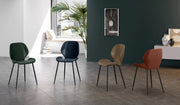 Sedia da pranzo Diana con seduta in soft-touch petrolio e gambe in metallo nero, design vintage moderno - Sedia living di alta qualità