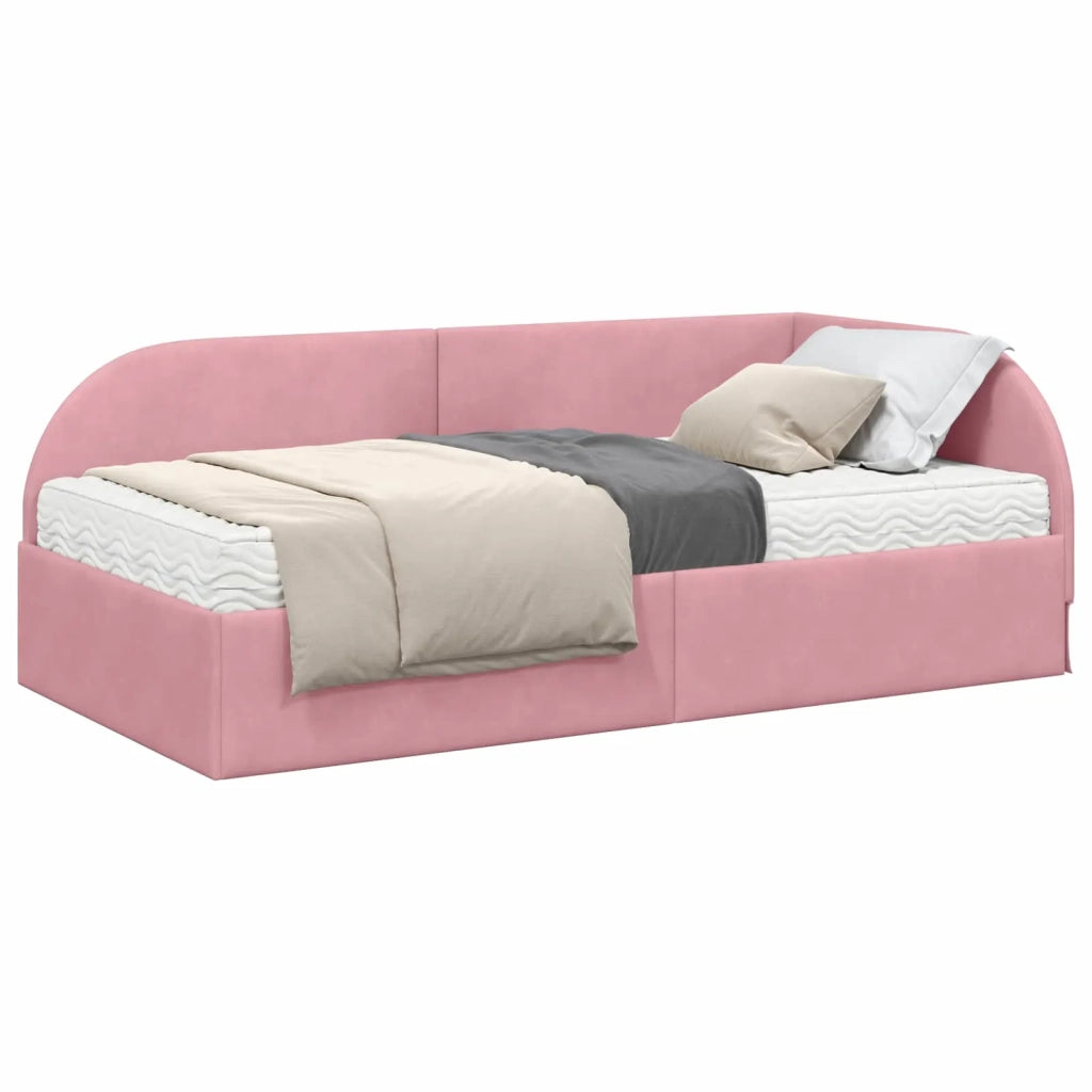 Struttura Letto Angolare con Materasso 2 pcs Rosa Velluto