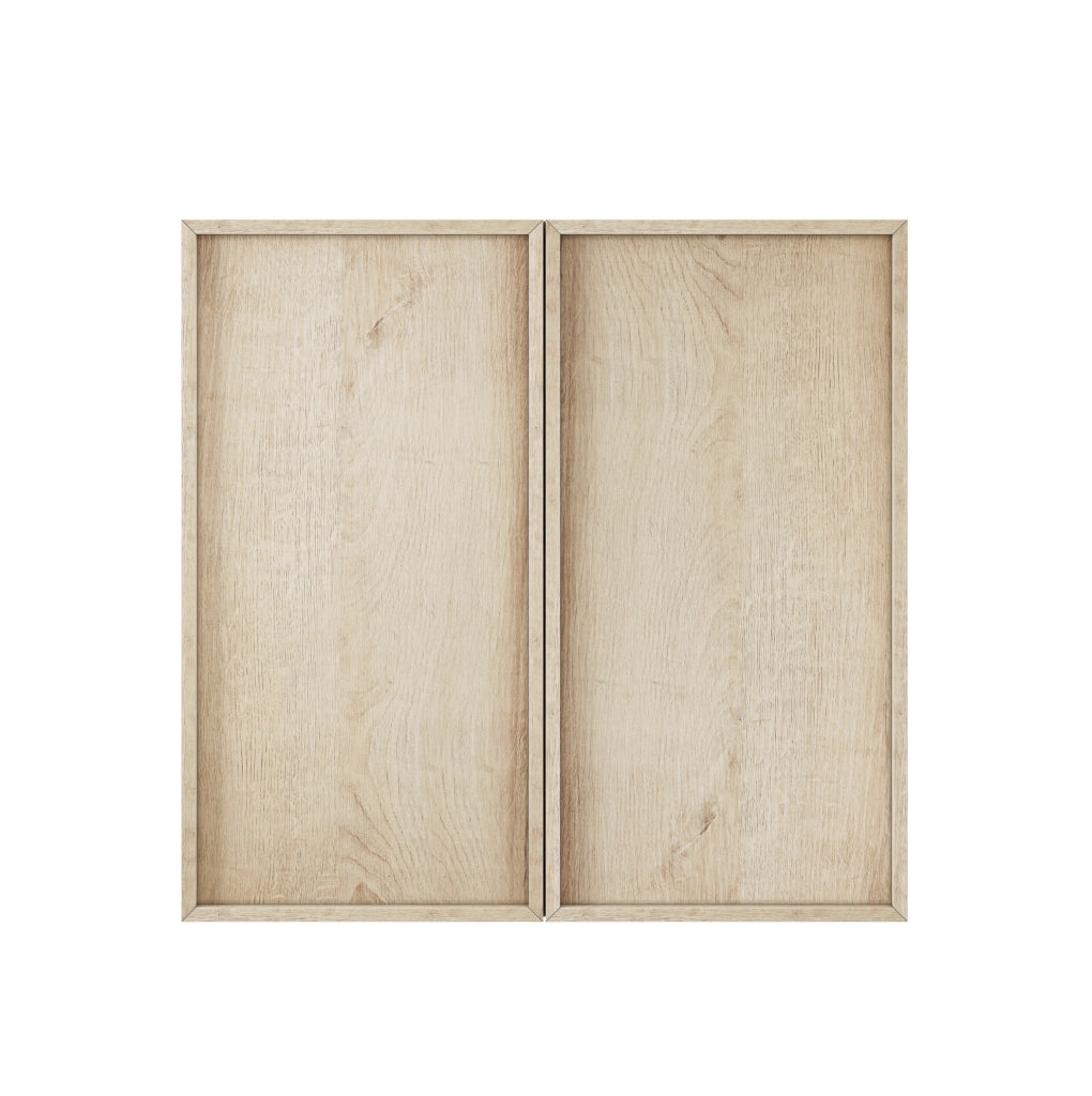Mobiletto bagno da parete in MDF e truciolato effetto rovere senza maniglie, 60x21,6x58 cm