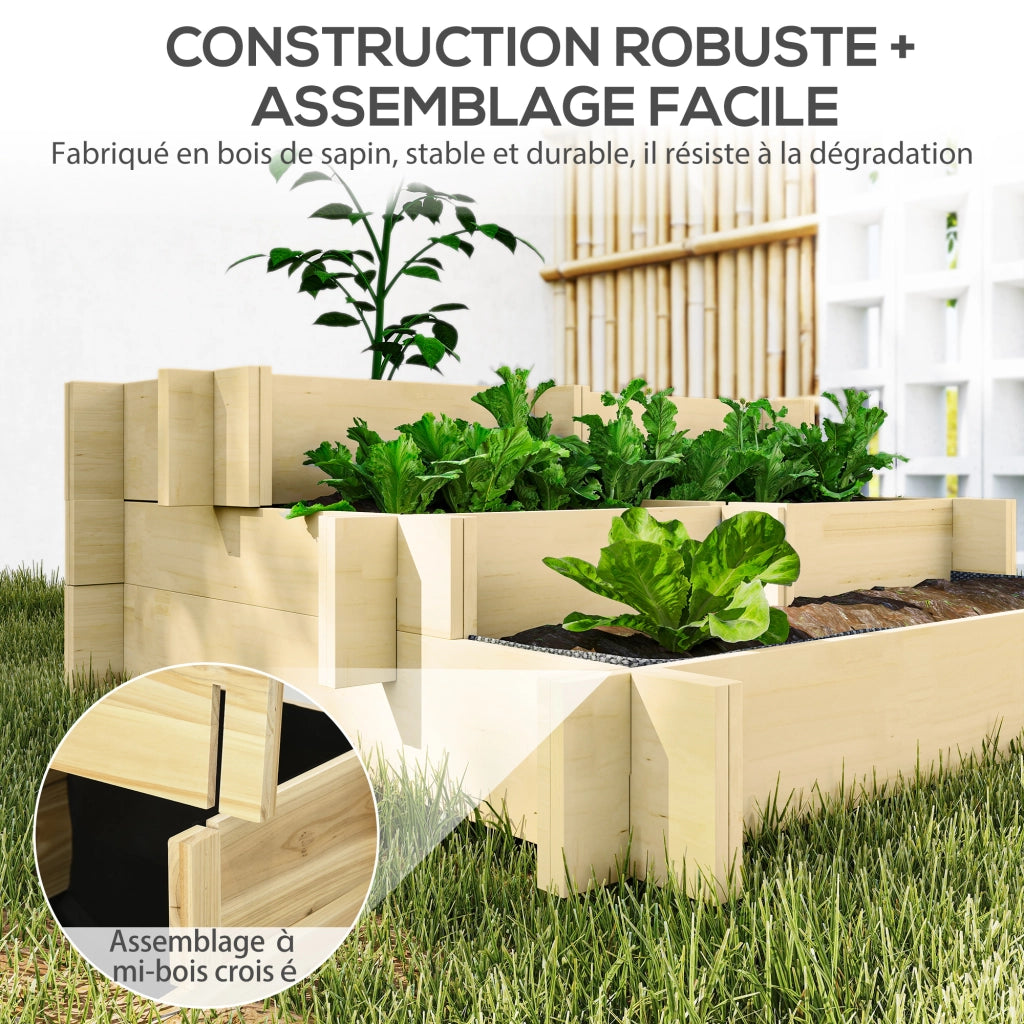 Giardino Orto Rialzato Legno Massello 3 Livelli ¨C Minimal ¨C 93x93x35 cm Effetto Legno Naturale