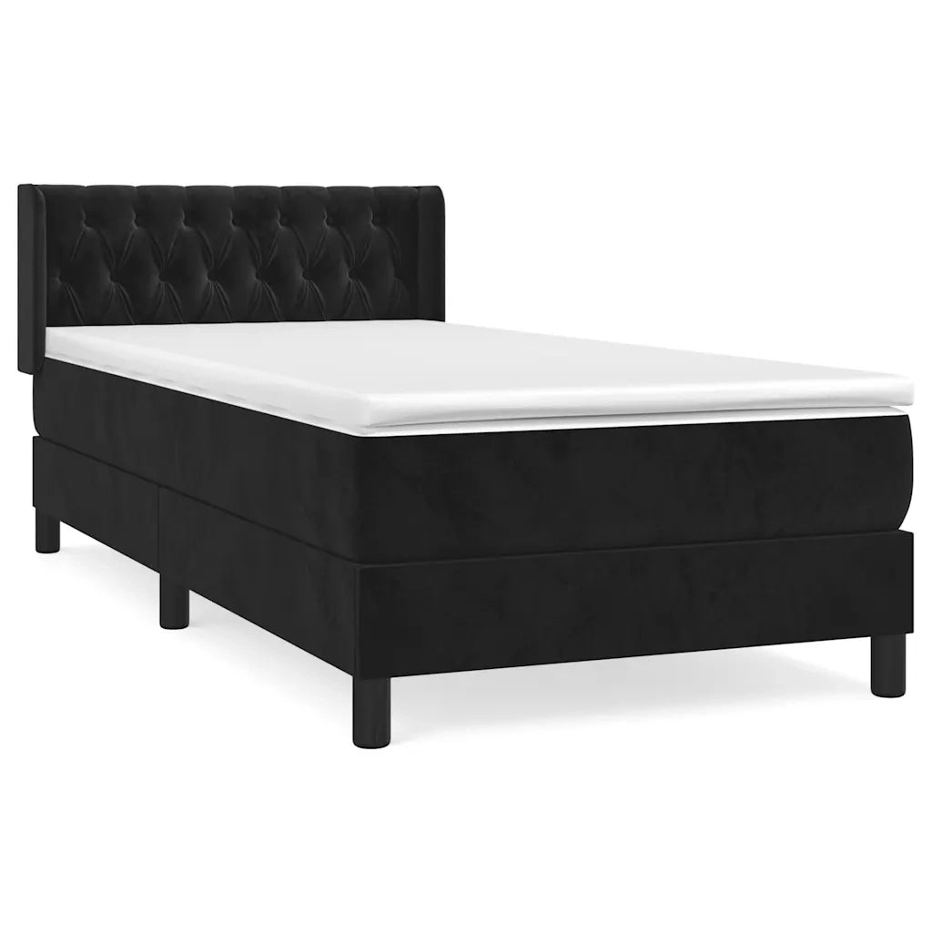 Giroletto a Molle con Materasso-Struttura Letto Nero 90x200 cm in Velluto 404906