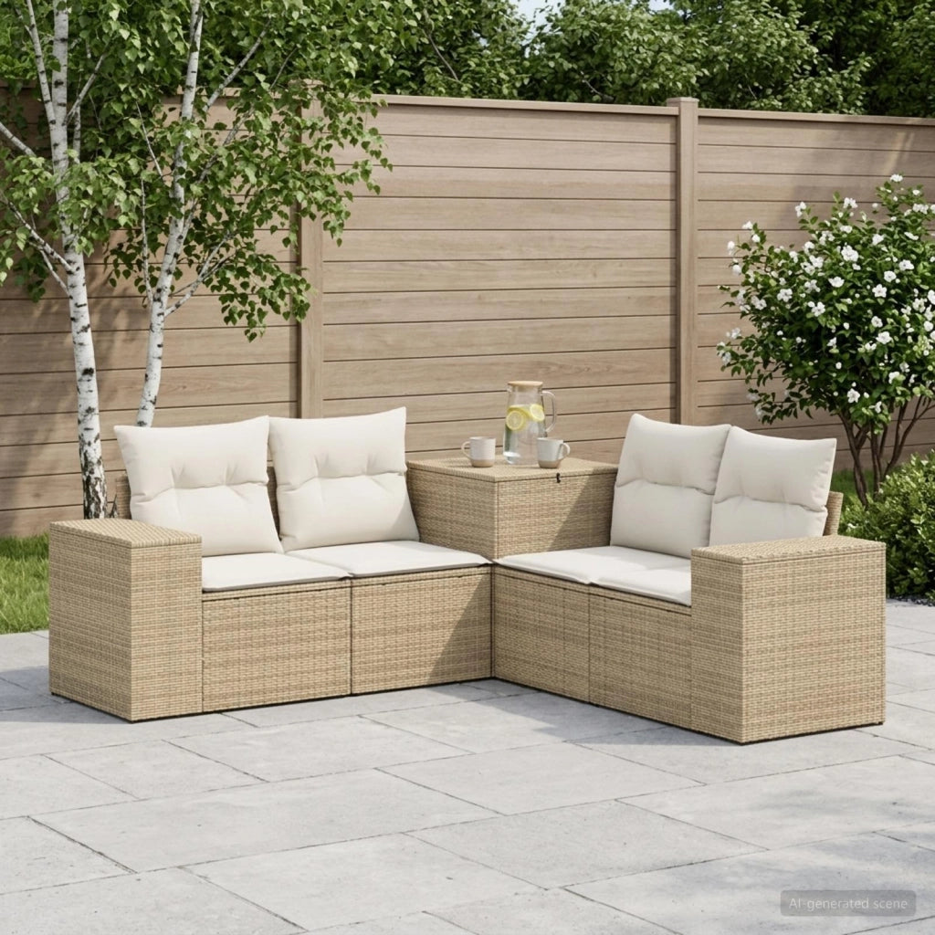 Set di divani 5 pz Beige e Bianco Crema 3447922