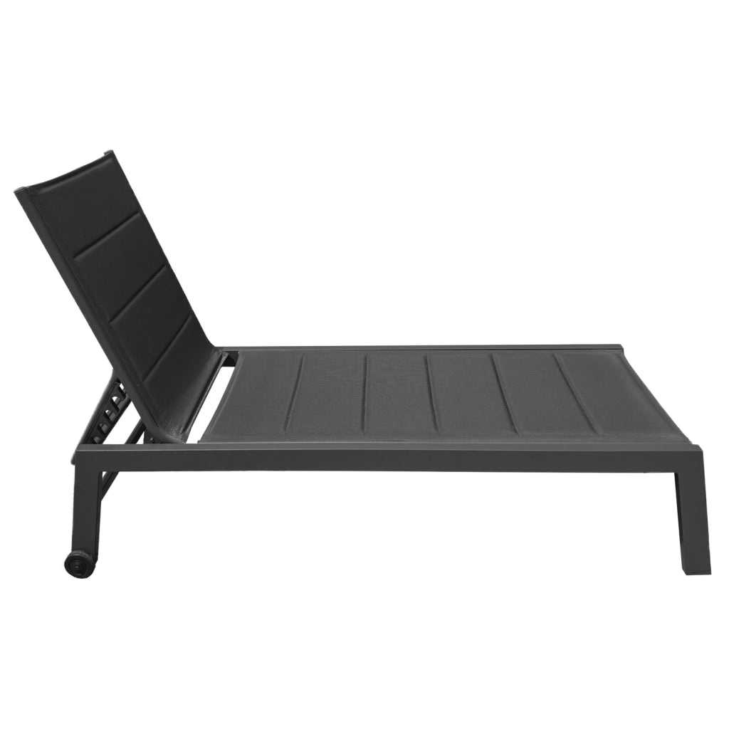Set di lettino eTavolino BARBADOS in textilene nero - alluminio grigio antracite