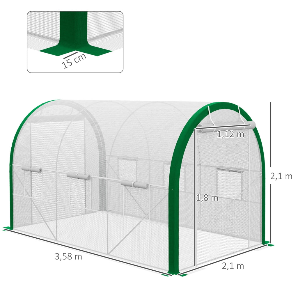 Serra tunnel da giardino 358 x 210 x 210 cm bianca