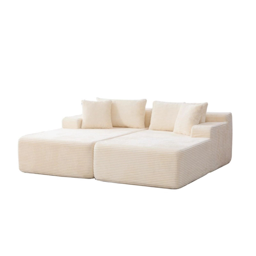 Divano modulare, divano compatto, divano in chenille, schiuma ad alta elasticità 30D, base antiscivolo, 2 posti, beige