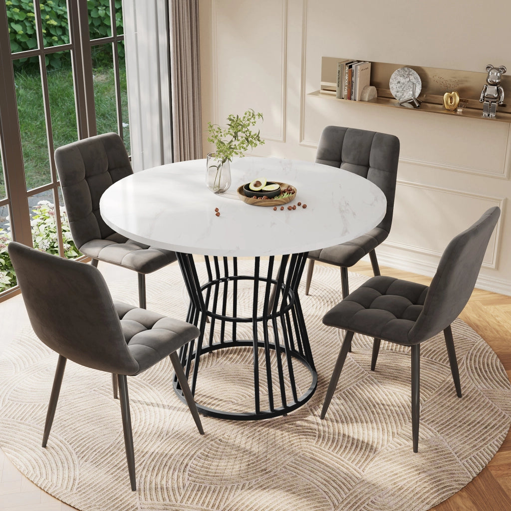 Tavolo da pranzo rotondo 100 cm in MDF e metallo; nero