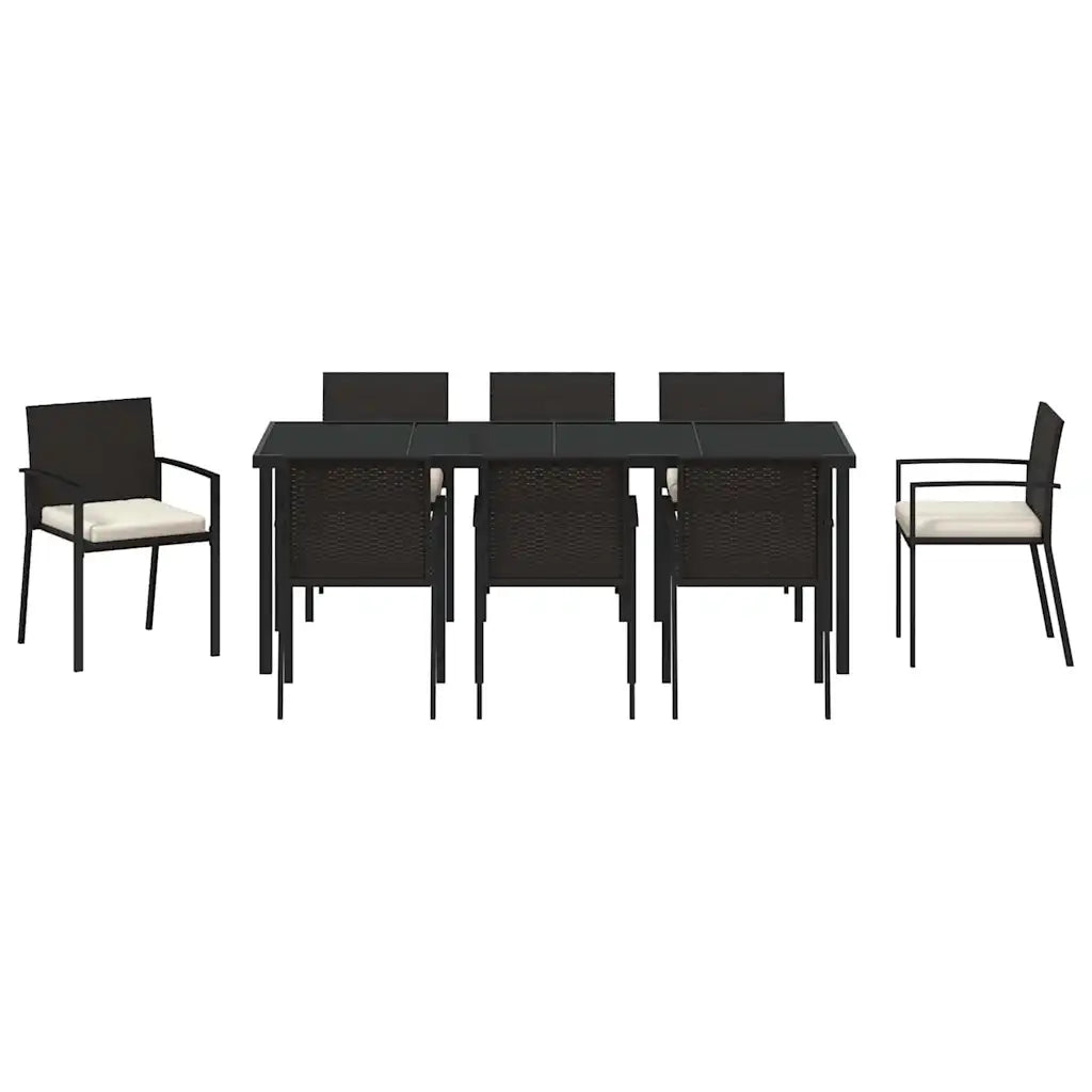 Set da Pranzo per Giardino 9 pcs Nero 3379239
