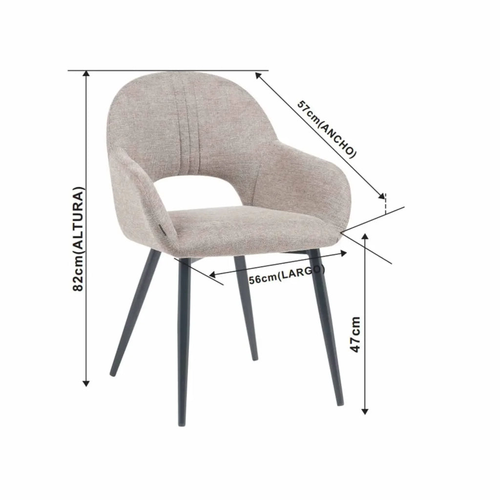 LÚZETE - SEDIA IMBOTTITA BEIGE GAMBE NERE ROWAN