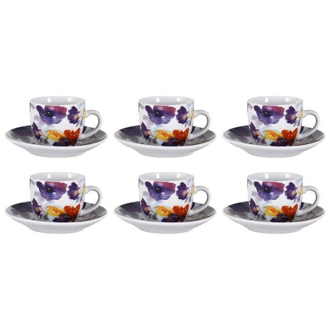 Borella 25684 Malaga Set 6 Tazzine Caffe' con Piattino Porcellana