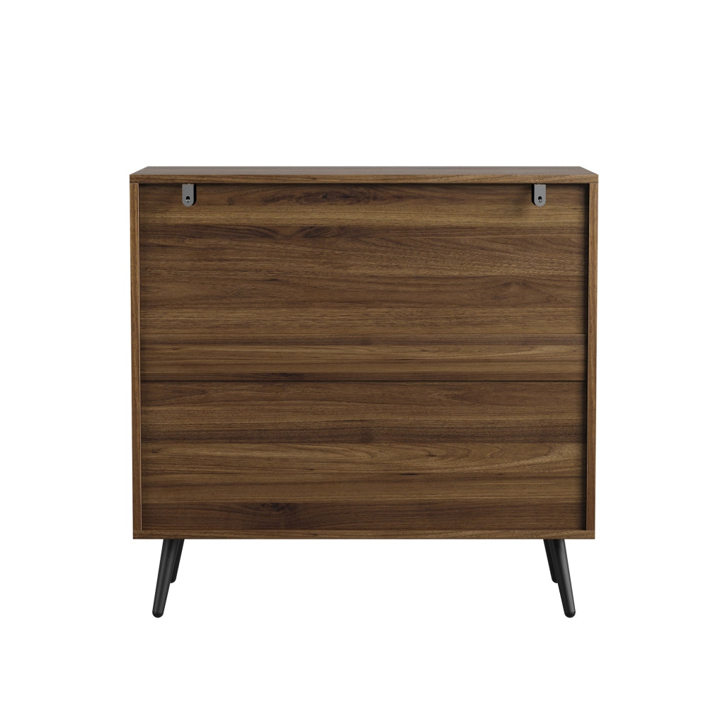 Cassettiera con 3 cassetti e guide metalliche, per camera da letto e soggiorno, in MDF noce, 80 × 39 × 78 cm