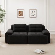 Divano modulare senza struttura 204x104x69 cm in tessuto corduroy nero con seduta profonda