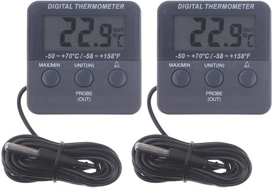 Termometro per Frigorifero Digitale con Allarme di Avviso di Temperatura e Funzione Massimo-Minimo - 2 Pezzi