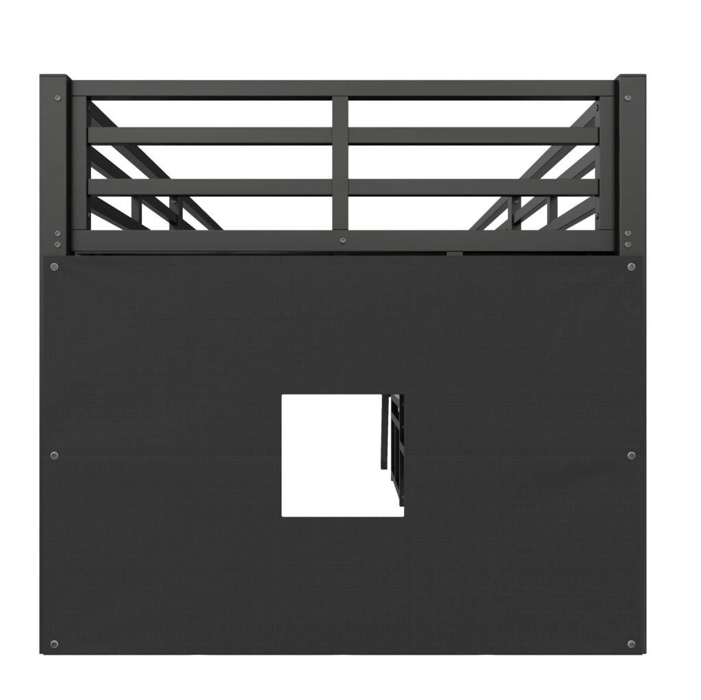 Letto a soppalco basso 90x200 cm con 7 cassetti e LED nero HOMVRA