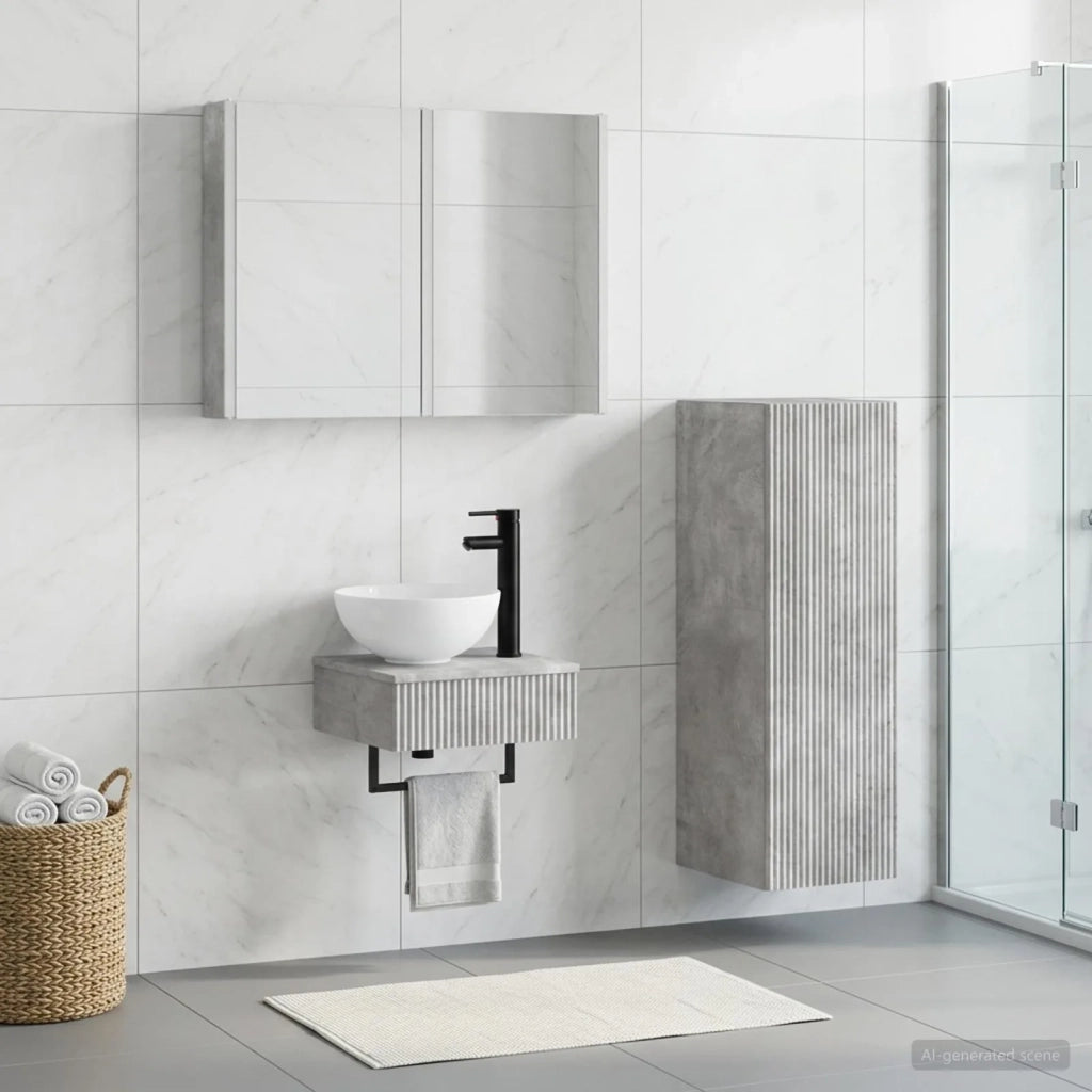 Set di Armadi da Bagno 4 pz Grigio Cemento Legno ingegnerizzato 3407378