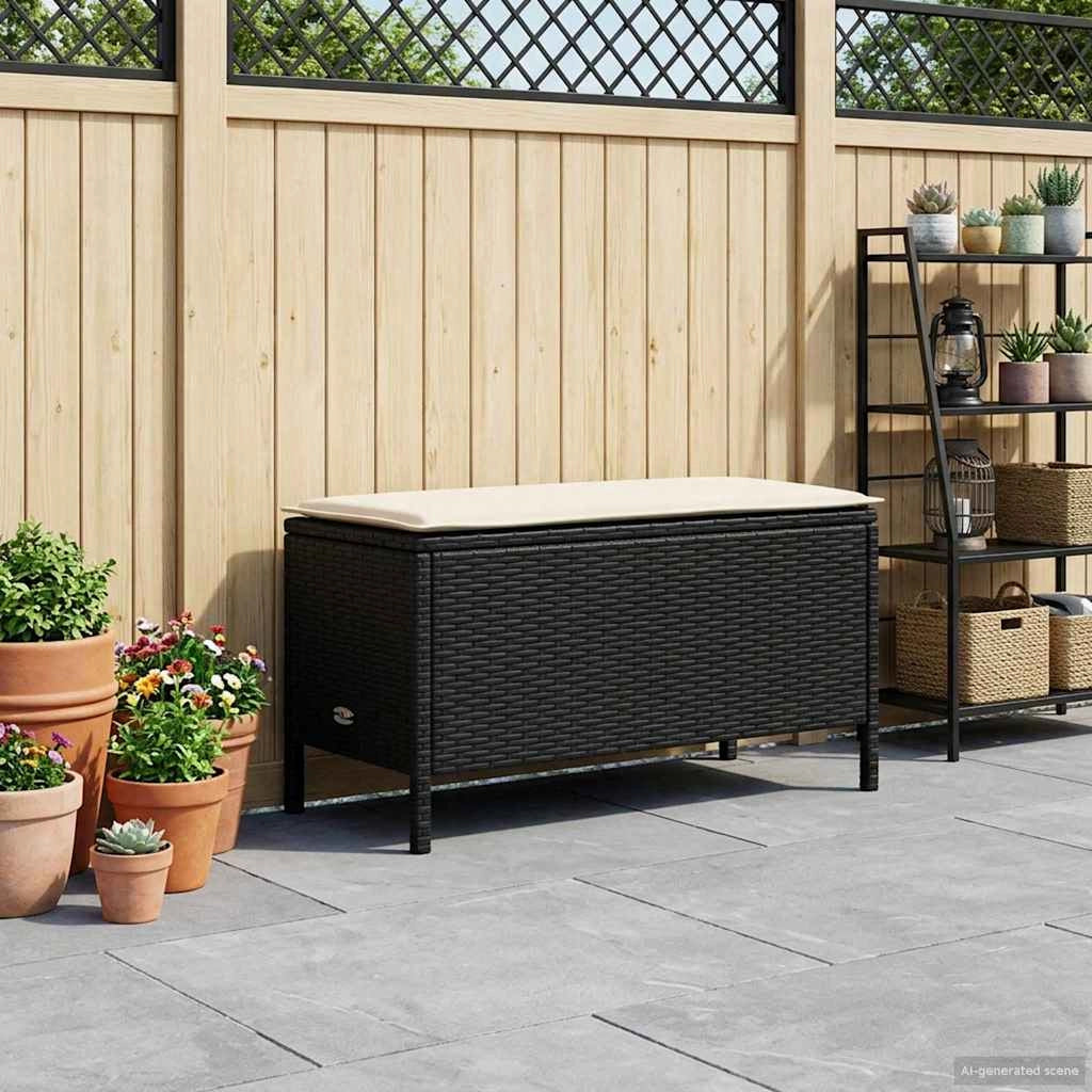 Poggiapiedi da Giardino Nero e Crema 80 x 38 x 45 cm 42025398