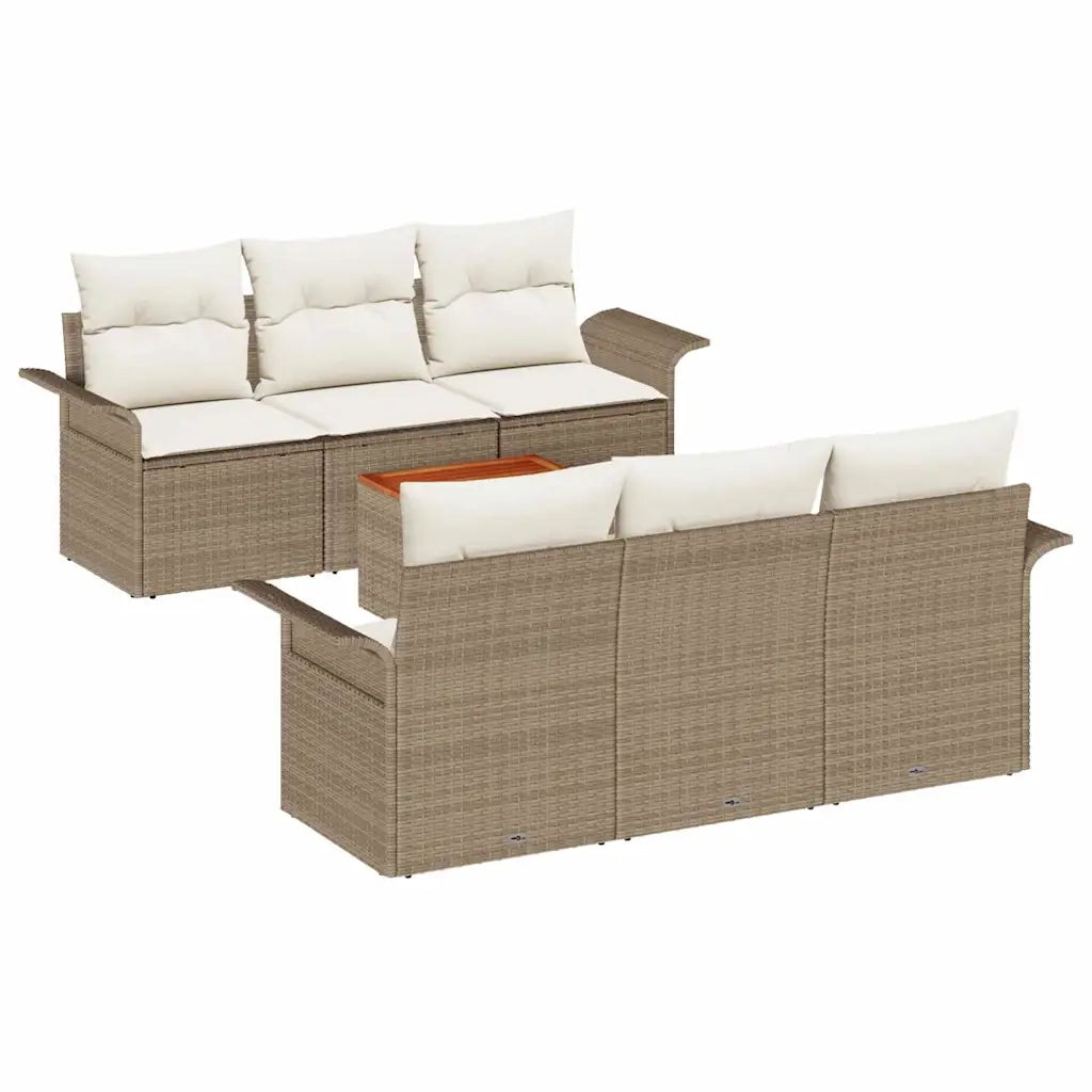 Set Divano da Giardino con cuscino 7 pcs Beige polyrattan 3347274