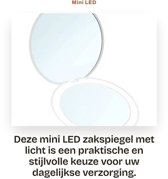 Mini specchietto LED con luce, compattibile e rotondo