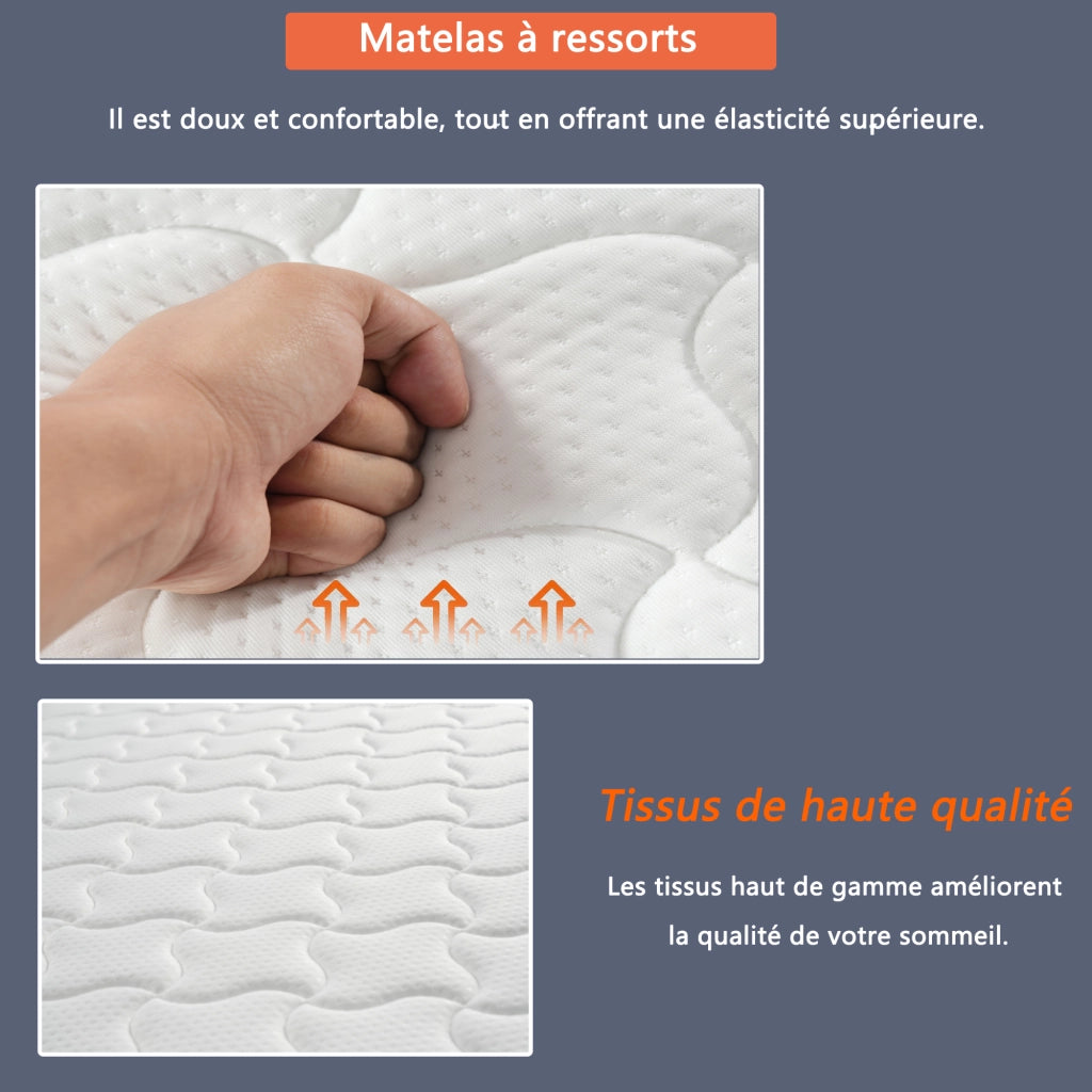 Letto divano estraibile 90 × 190 cm et 180 × 190 cm con ripiani, LED et USB, con 2 materassi