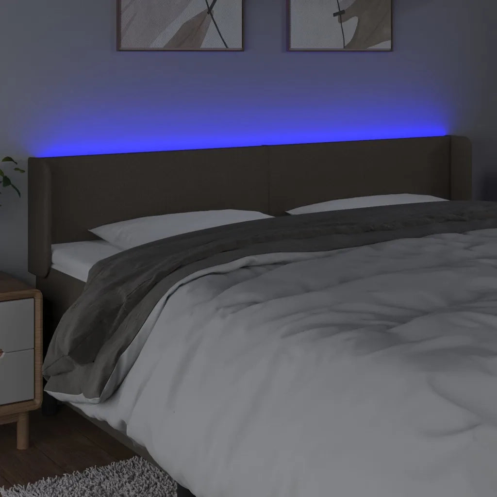 Testiera a LED Tortora 183x16x78/88 cm in Tessuto 3122974
