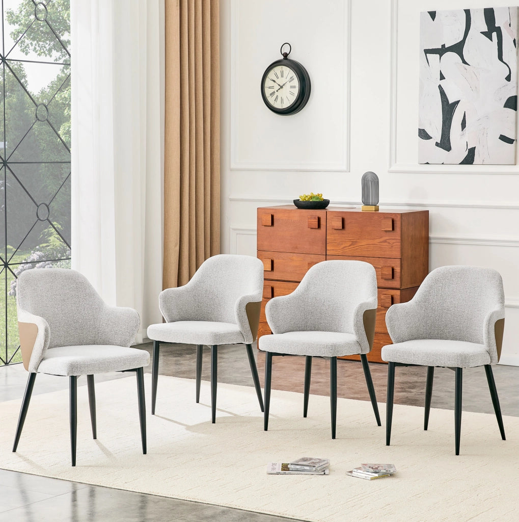 Set di 2 sedie da pranzo grigio chiaro con gambe nere