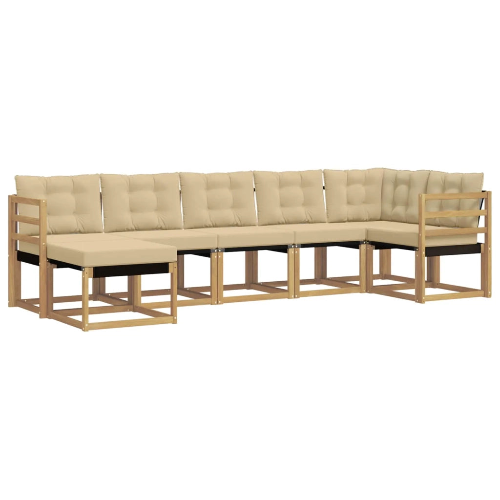 Set di divani da esterno con cuscino 7 pcs Bianco e Beige 3389683