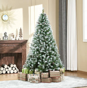 Albero di Natale Artificiale in Plastica 103 x 180 cm con 800 Rami Innevati e 61 Pigne Verde per Interni
