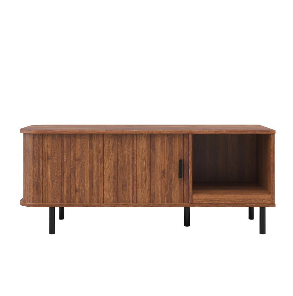 Tavolino da caffÃ¨ 110x40x55 cm con anta scorrevole in MDF e truciolare noce