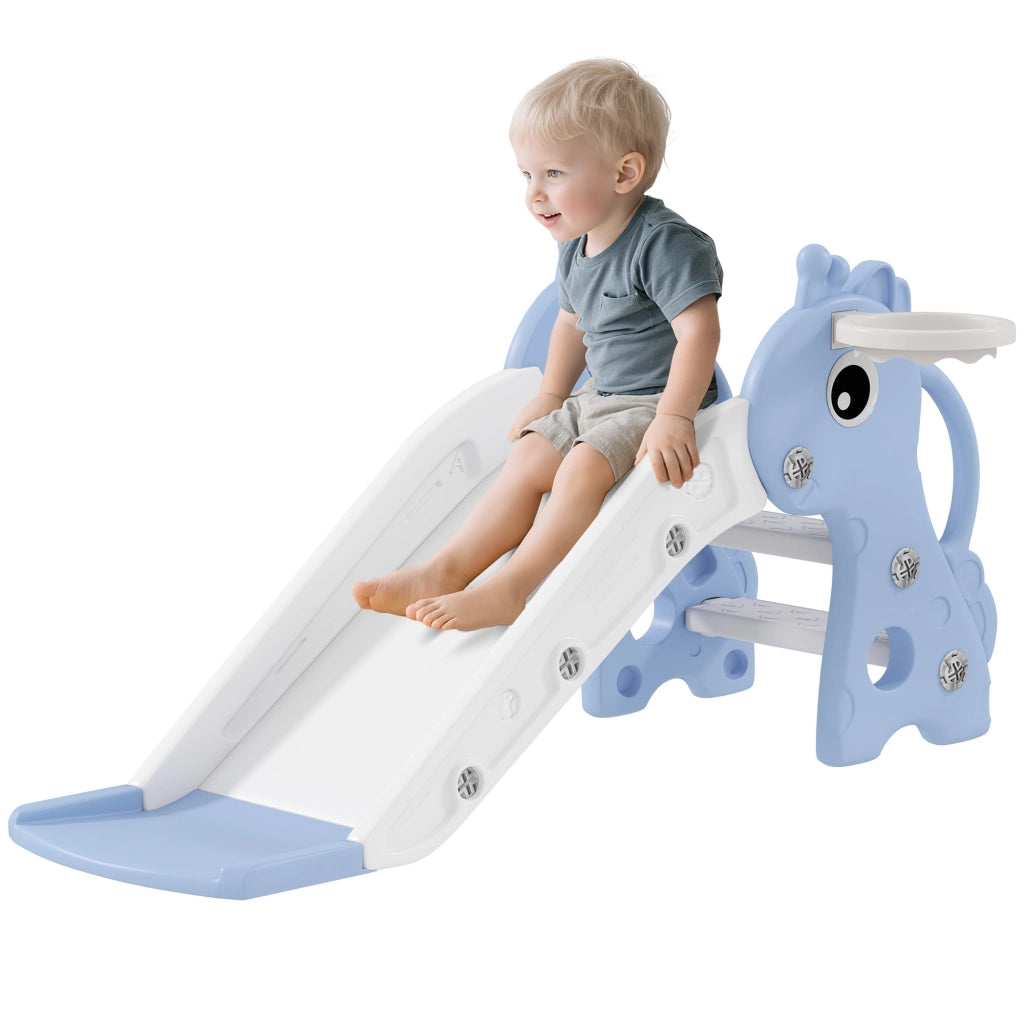 Letto a Soppalco 3 in 1 con Scivolo, Scala e Canestro ¨C Zephmum ¨C 106x51.5x52 cm Blu