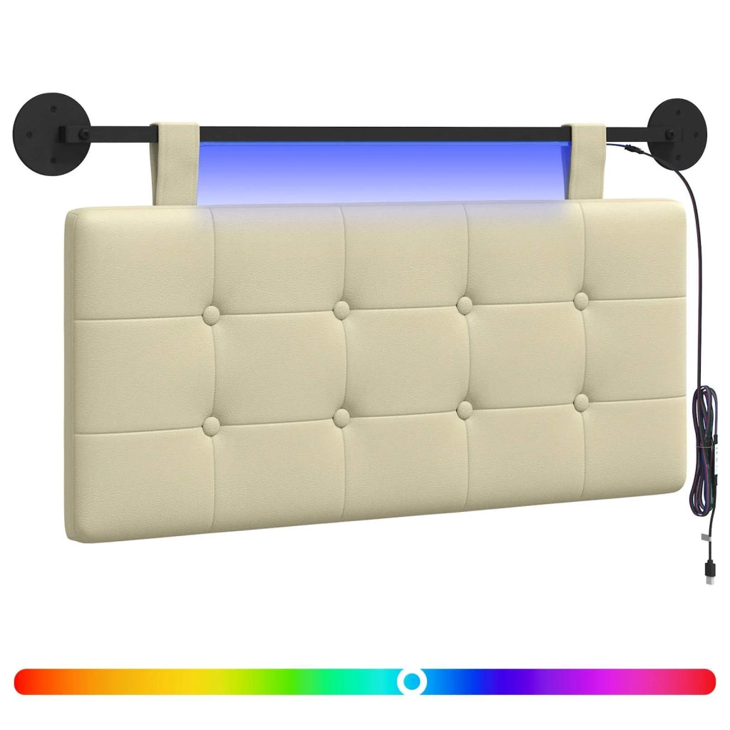 Testiera | Testata sospesa Con luce LED Crema Similpelle