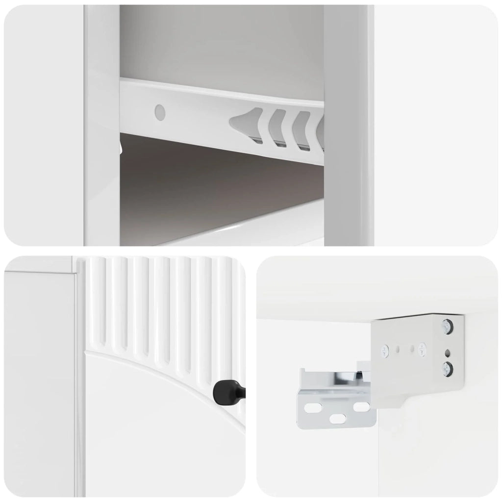 Set di 2 Comodini | Armadio da Notte | Mobiletto da notte a muro Bianco Lucido 34,5 x 33 x 20 cm
