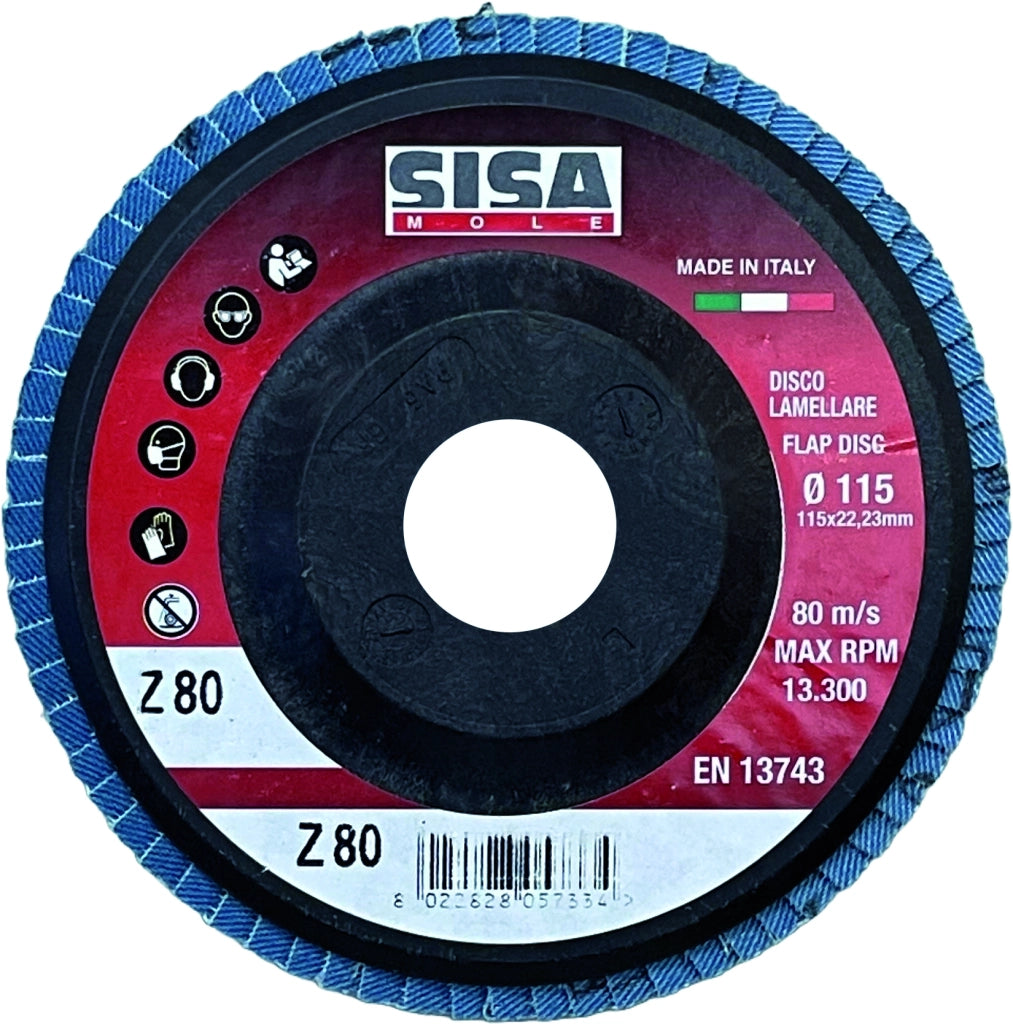 Sisa Mole DISCO LAMELLARE ALLO ZIRCONIO Ø mm. 115 - foro 22 grana 120 25.00 pz