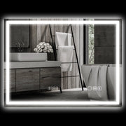 Specchio da bagno LED con Bluetooth; orologio digitale; antiappannamento e controllo touch; argento