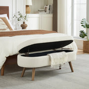 Panca Contenitore in Chenille 110 cm con Vano Ventilato Beige per Camera da Letto; Ingresso e Soggiorno