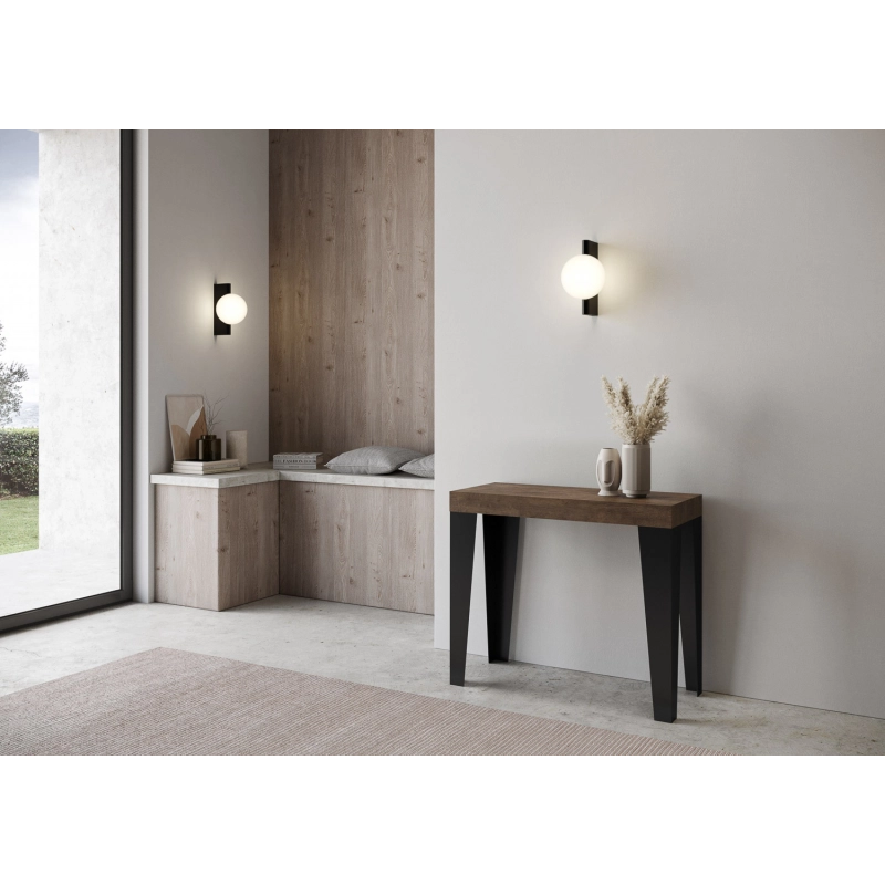 Consolle allungabile 90x40/196 cm Flame Small telaio Antracite - Noce