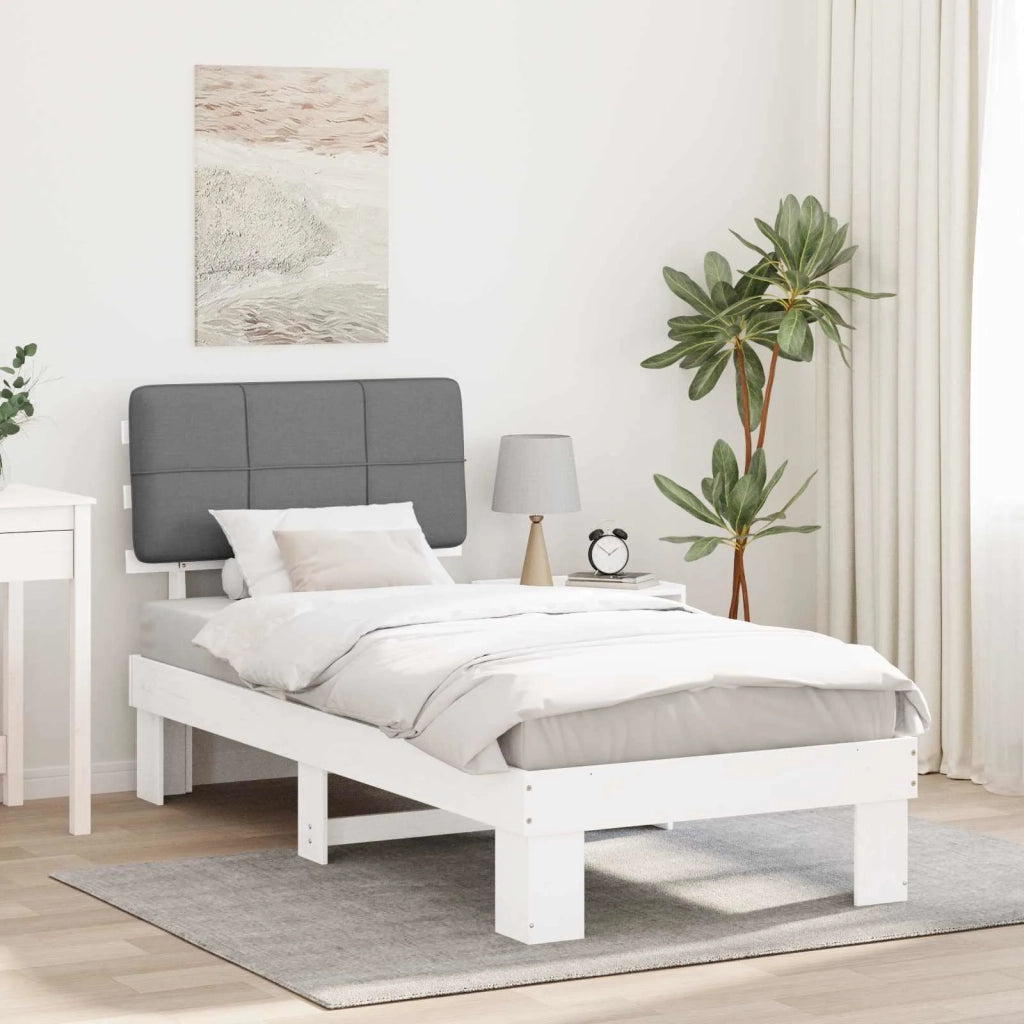 Letto con Testiera Rivestita Grigio chiaro 90 x 190 cm