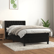 Giroletto a Molle con Materasso-Struttura Letto Nero 90x200 cm in Velluto 404906