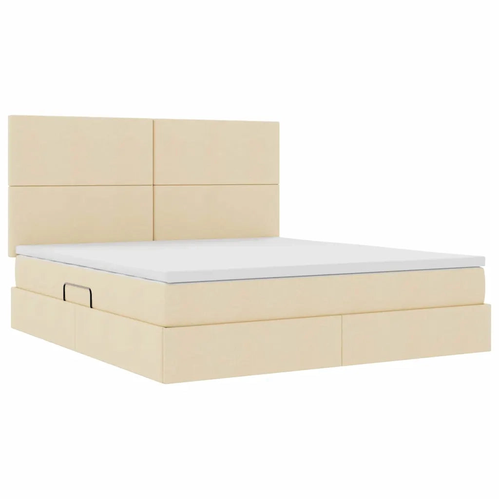 Letto con contenitore e LED Crema 160 x 200 cm Poliestere
