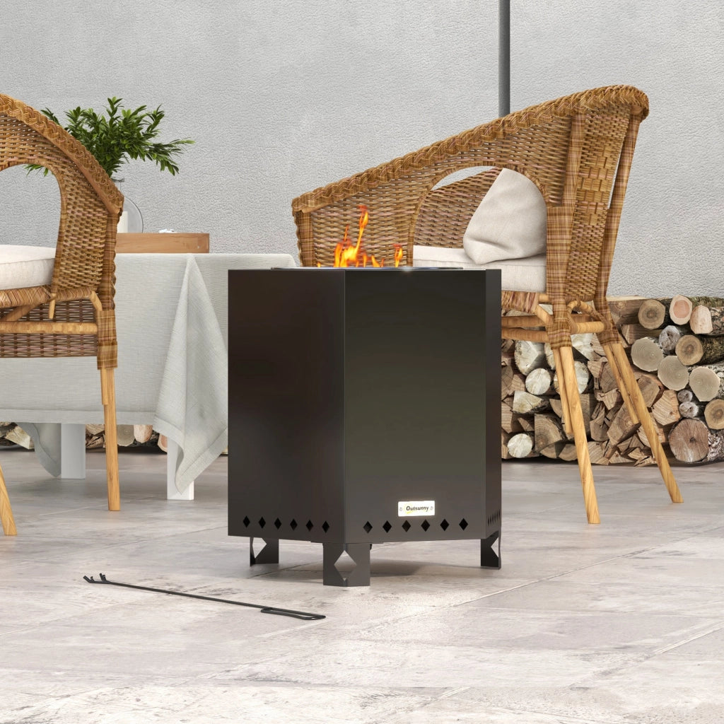 Braciere per esterno ¨C Minimal ¨C Argento Nero 45x39x47 cm
