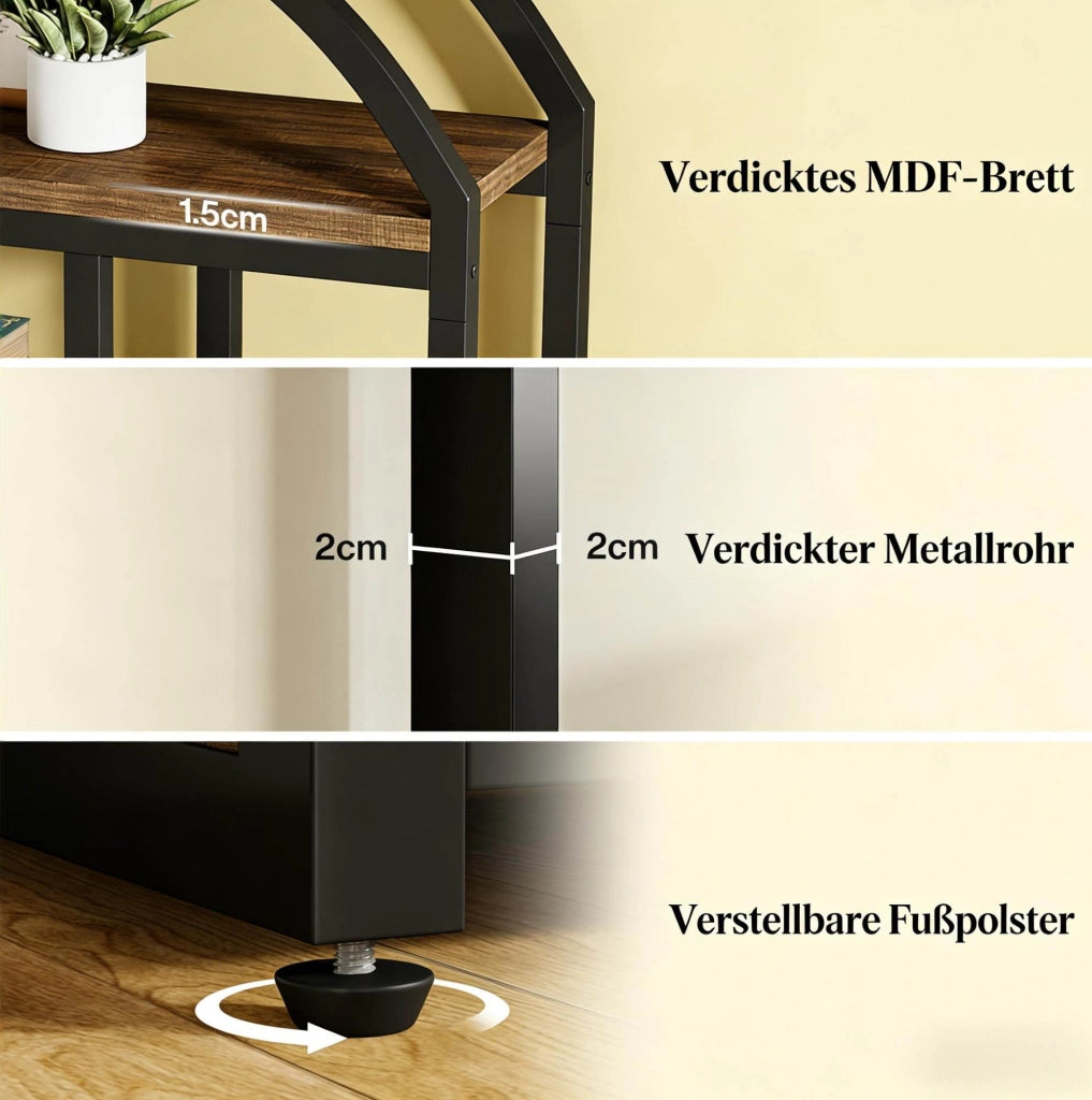 Libreria a 7 ripiani con struttura in metallo e ripiani in MDF, 180 cm, colore legno e nero