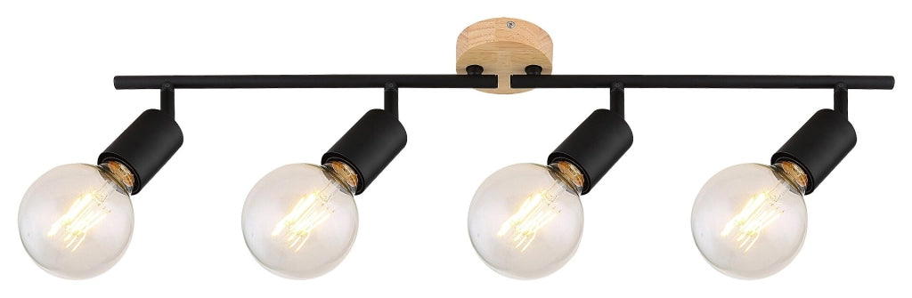 Barra spot soffitto nero opaco E27 4 luci Rabalux Pablo