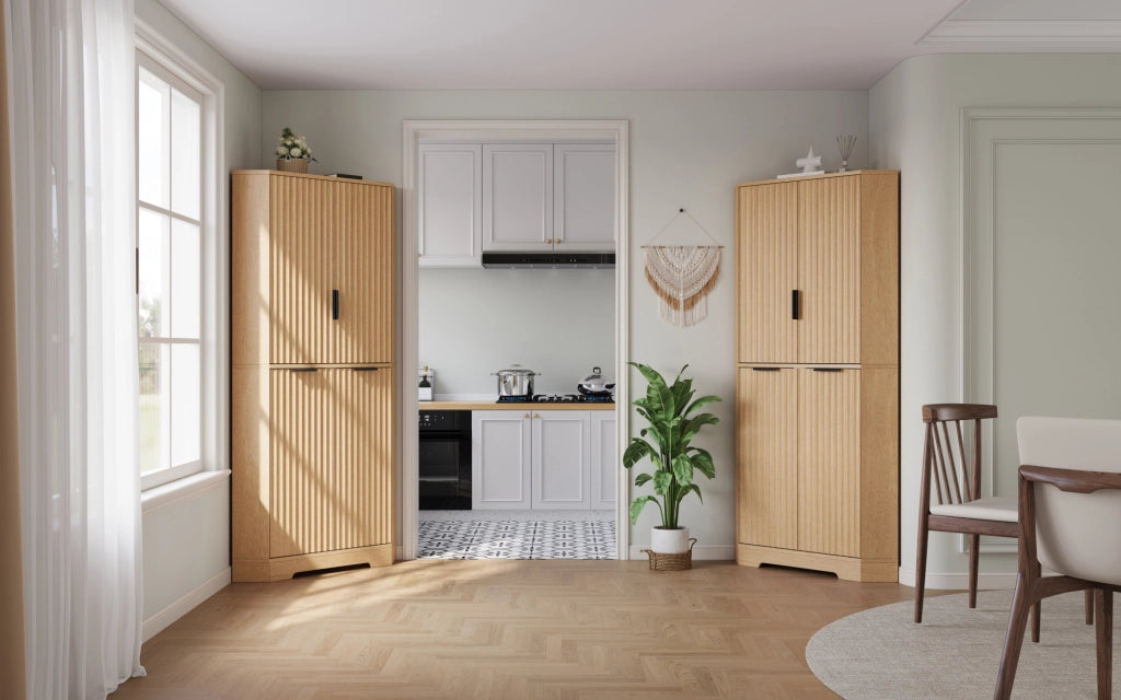 Mobile angolare con 4 ante e ripiani regolabili in MDF, 60 × 60 × 172 cm