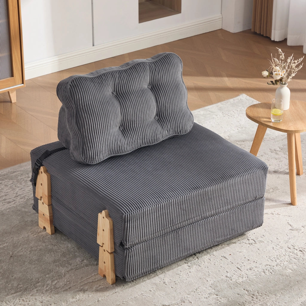 Divano letto 1 posto ¨C Minimal ¨C grigio cord legno 90cm