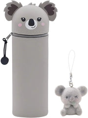 Etui 2-in-1 con chiusura a raccordo - capacità per 15 penne - design animale - contenitore in silicone morbido