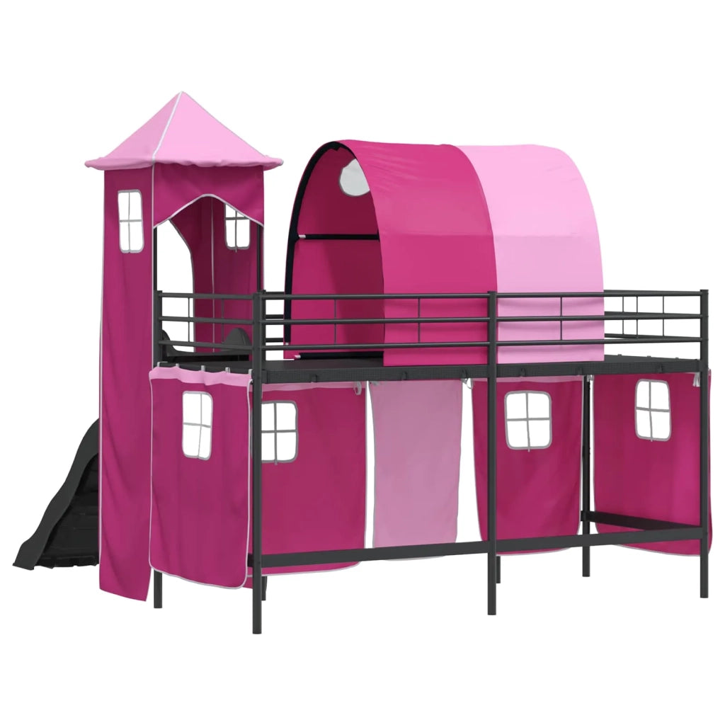 Struttura del letto loft per bambini Nero e rosa 90 x 190 cm 42020887
