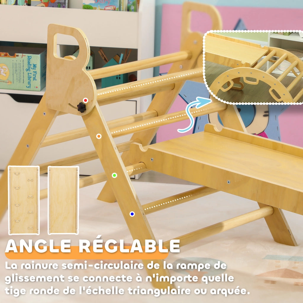 Set 5 in 1 con arco di arrampicata ¨C Minimal ¨C per bambini, in legno naturale