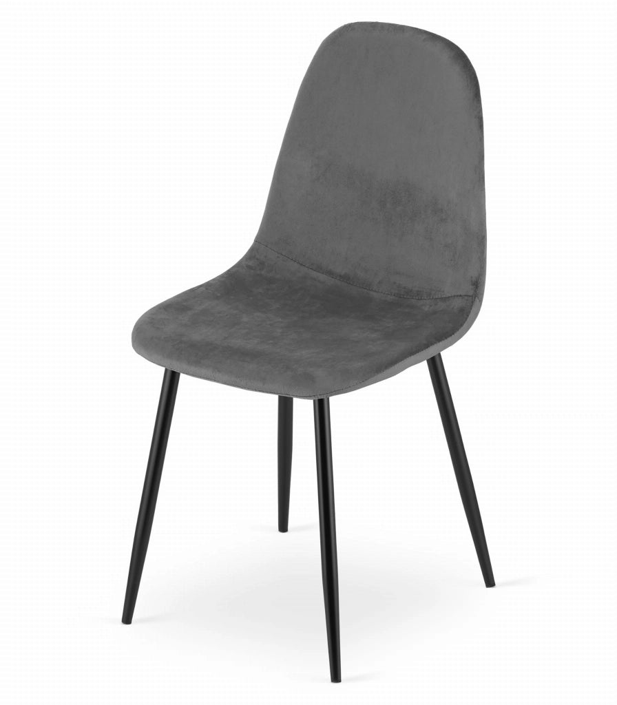 Sedia Valora COMO in velluto grigio scuro, design ergonomico x2
