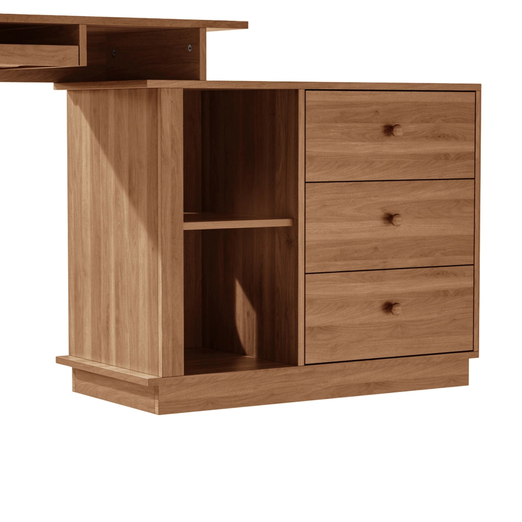 Scrivania dritta con piano estraibile; ripiano per tastiera e 3 cassetti in MDF color noce 110 × 40 × 75.5 cm