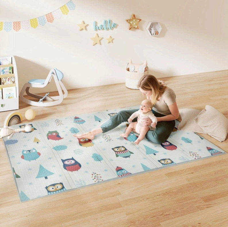 Tappeto gioco ULEVR per neonati 195x146,5 cm, pieghevole e antiscivolo con imbottitura 1,5 cm, multicolore